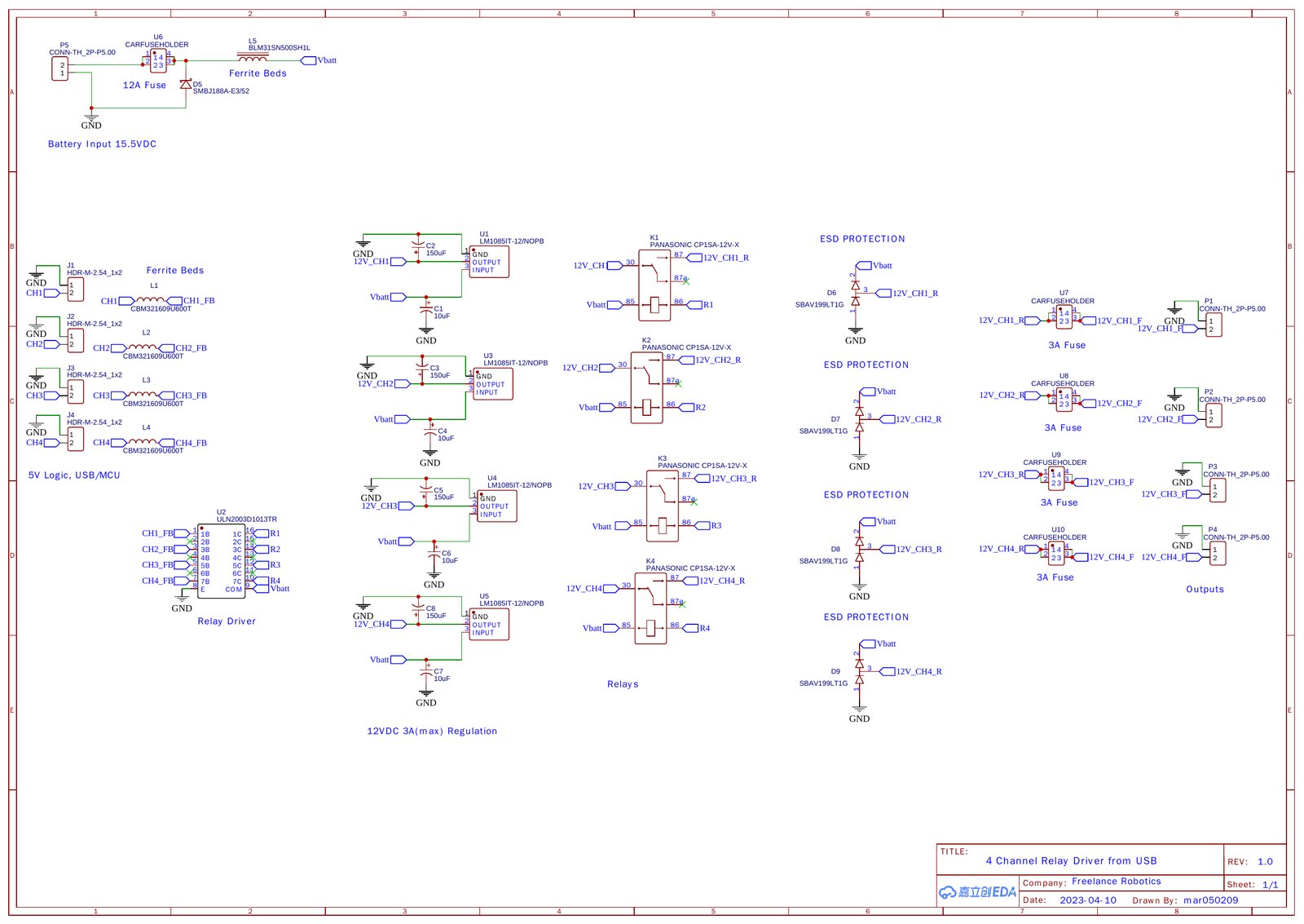 Schematic of the multi-channel relay driver circuit